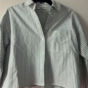 Madewell grey and White Striped Casual Button-Down Shirt